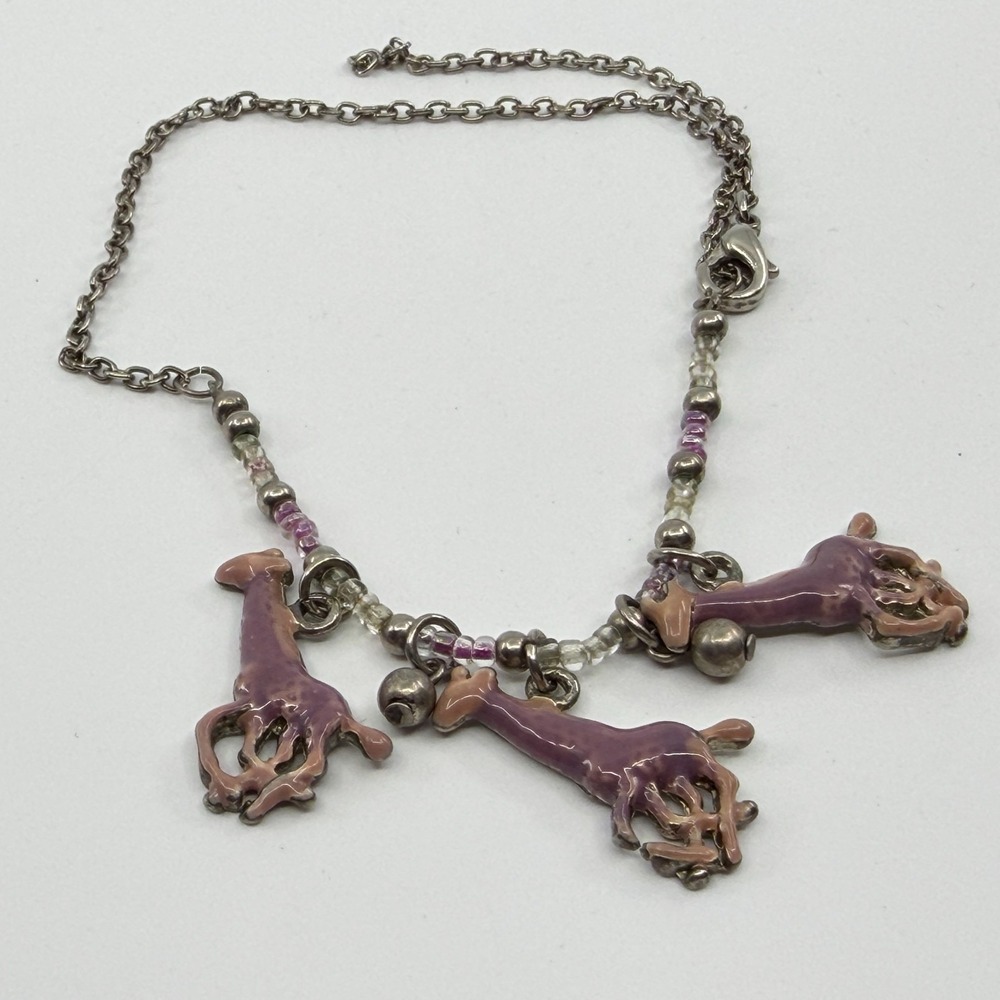 Y2K Enamel Giraffe Charm Necklace Boho Layering Statement Gift